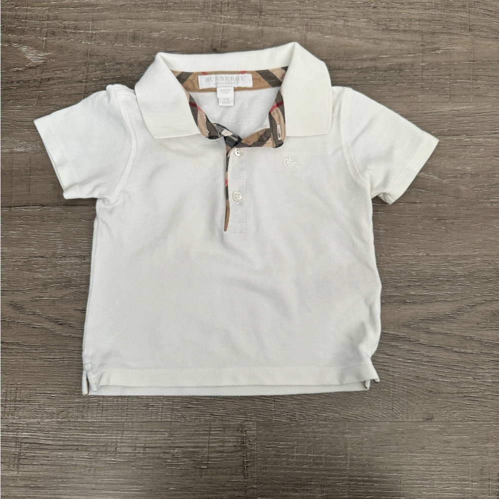 Burberry Baby White EKD Polo 12 month
